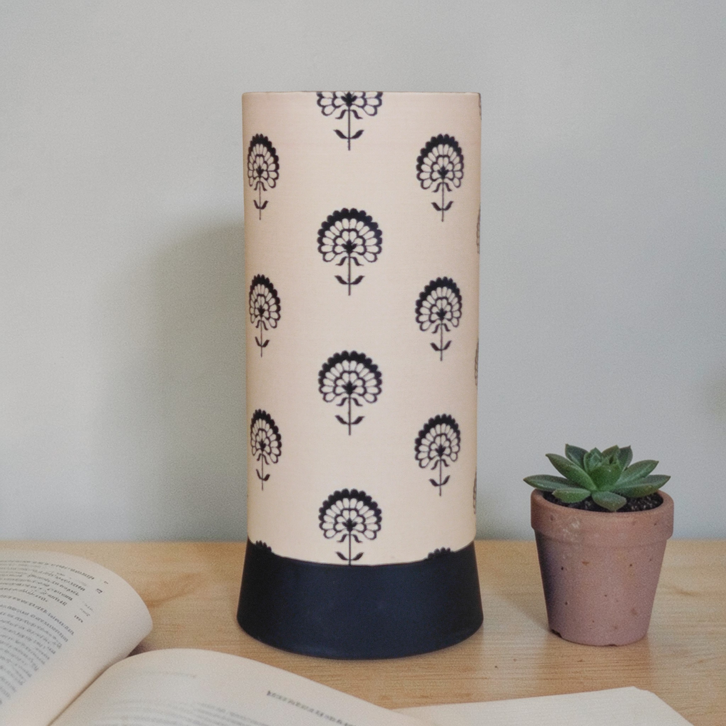 A-6 Black Block Print Table Lamp